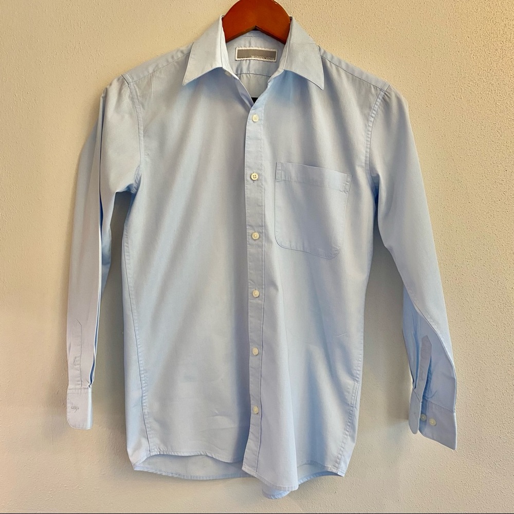 Michael Kors Button Down Blouse Childs Size 14 Solid Pale Blue Dress
